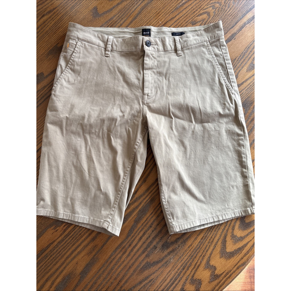 hugo boss slim fit mens shorts khaki 36